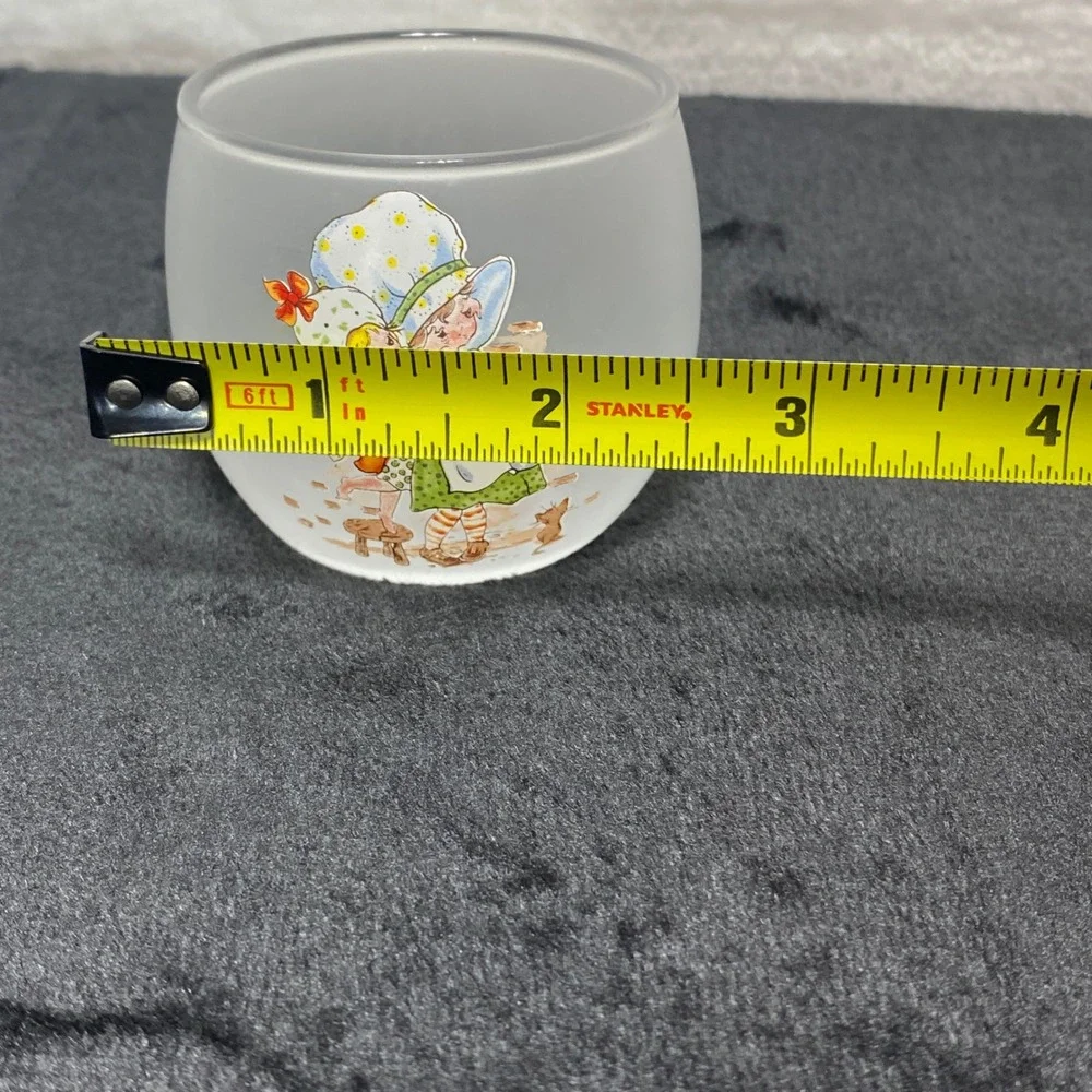 VTG Holly Hobbie‎ or Strawberry Shortcake Frosted Glass Candle Votive Holder
